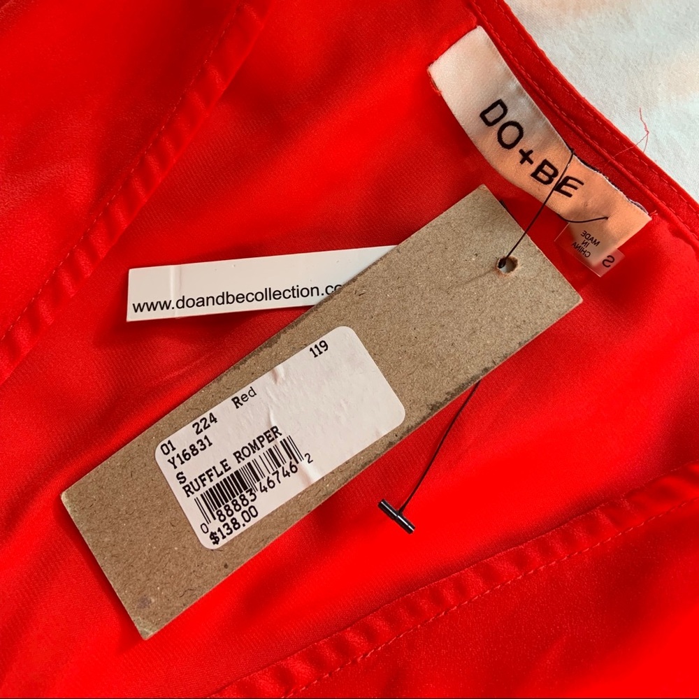 DO + BE Collection Red Ruffle Romper NWT - Picture 2 of 4